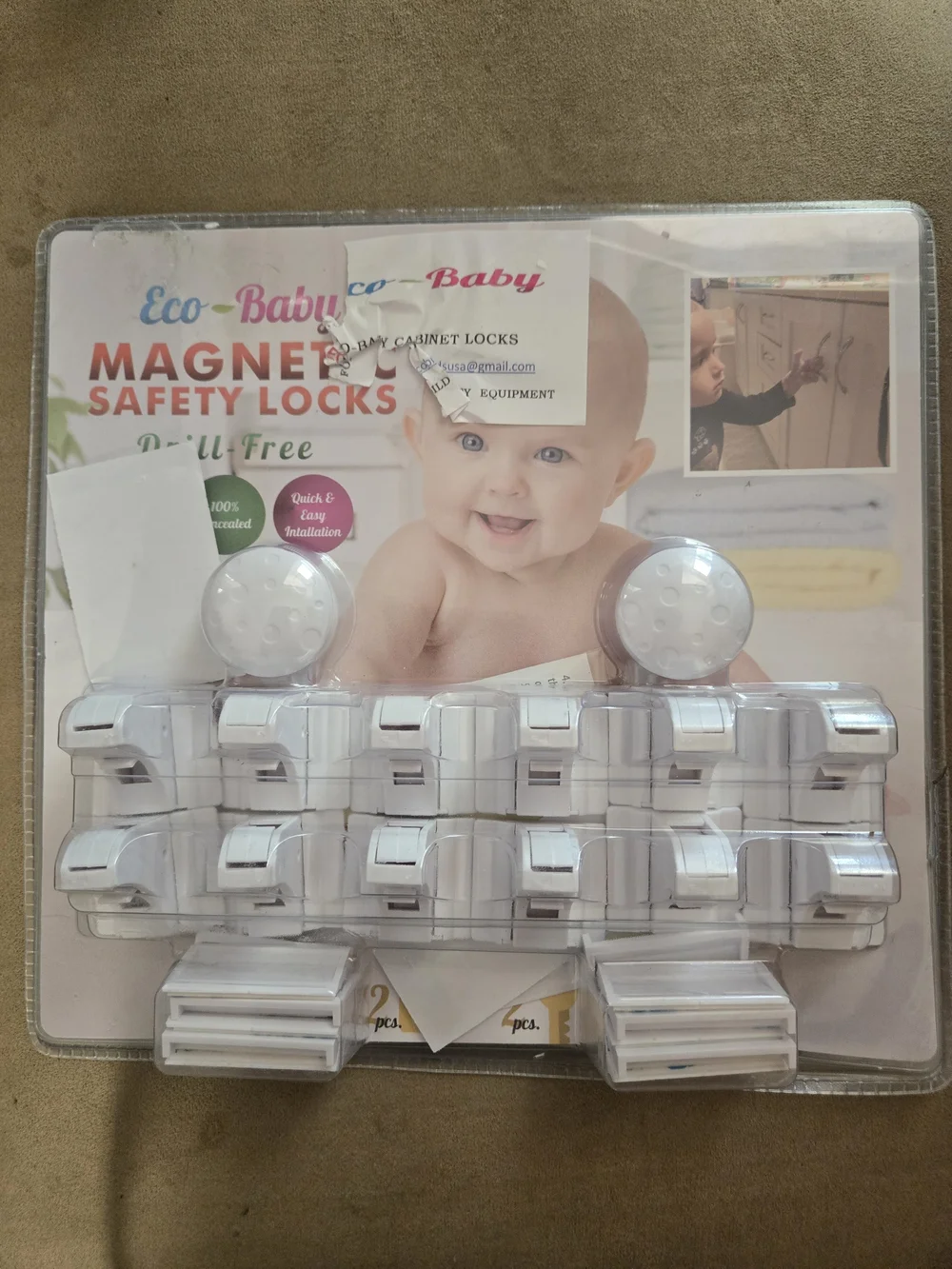 White Magnetic Safety Cabinet Locks - Pack